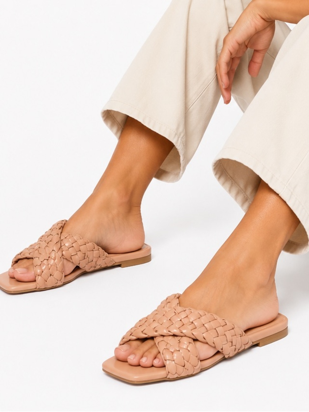 Bamboo Boutique Braided Flats - Size 7.5 - Cream/Tan